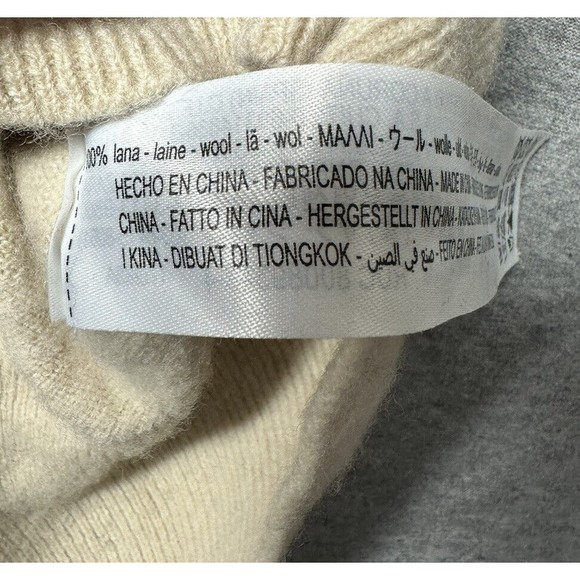 Zara‎ Turtleneck Oatmeal Knit Cropped Sweater Womens Medium 100% Wool - Picture 7 of 10